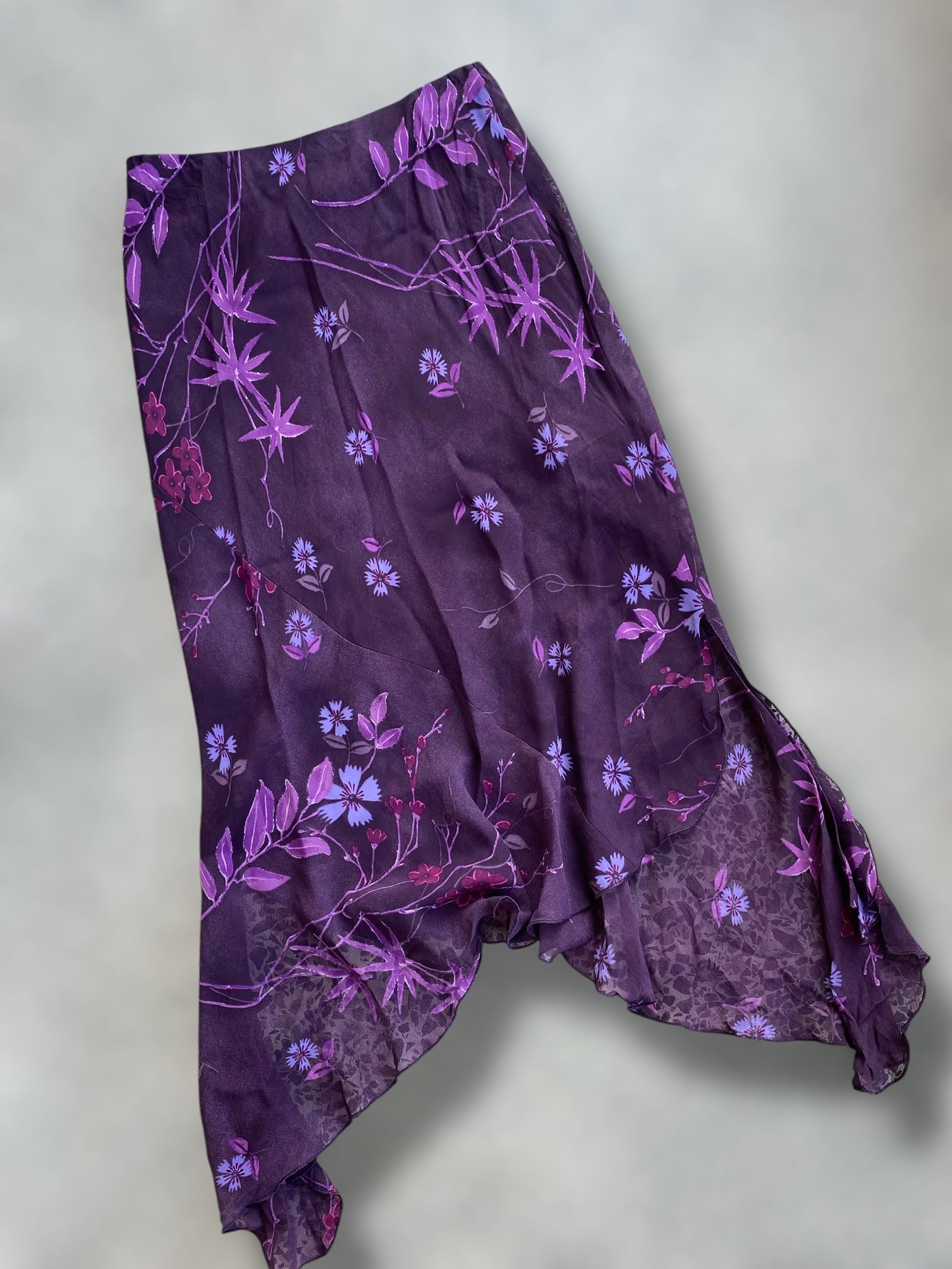 Purple floral asymmetric skirt