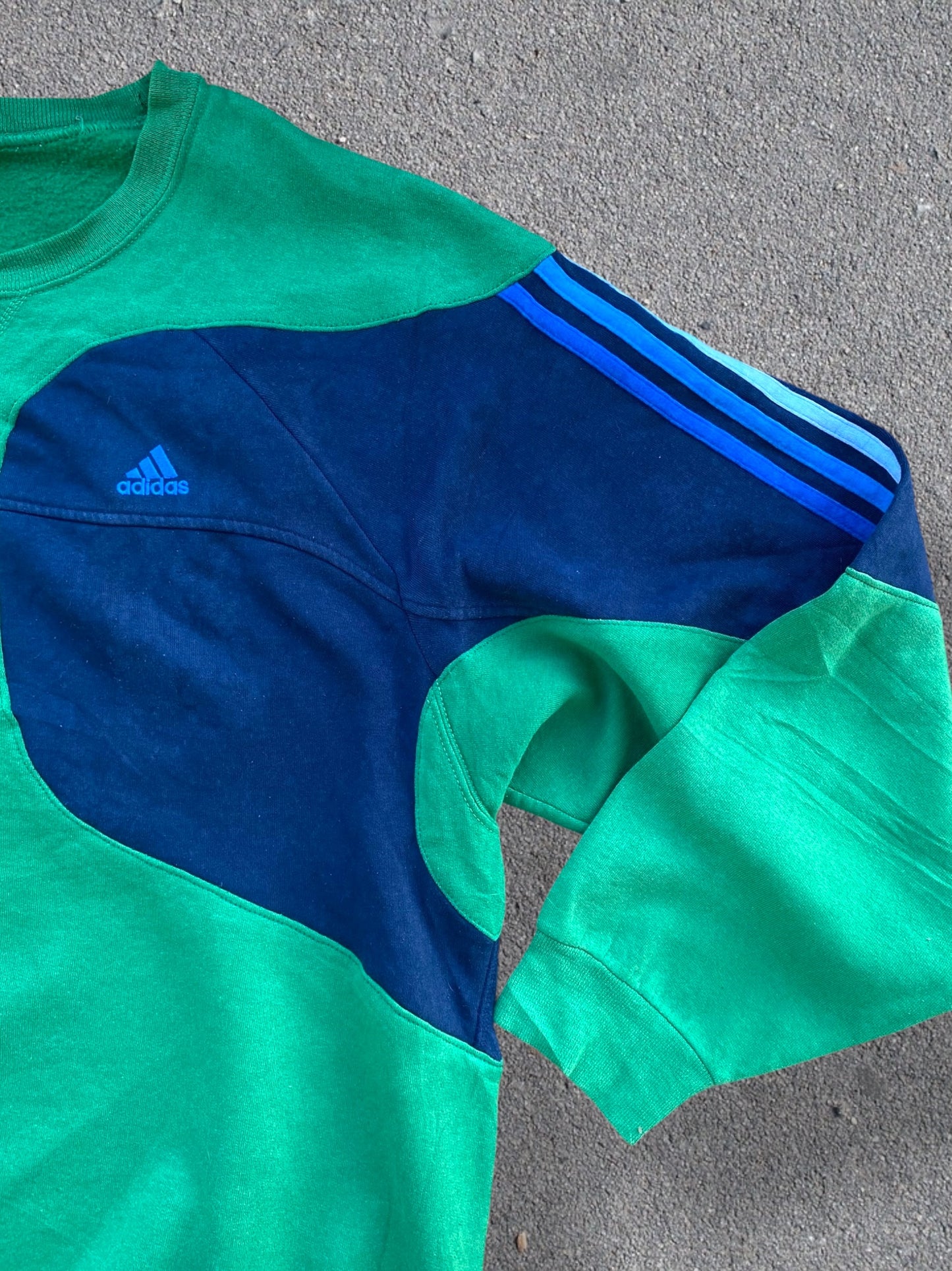 Adidas reworked sweatshirt in green with blue