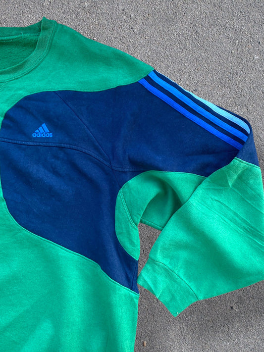 Adidas reworked sweatshirt in green with blue