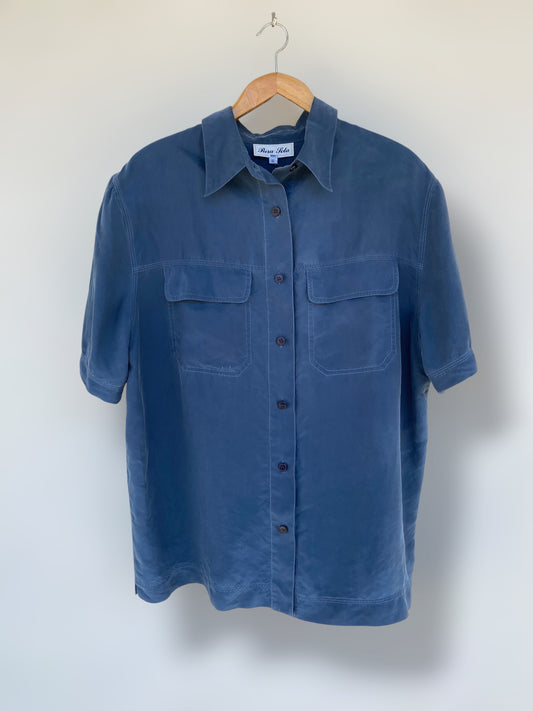 Vintage silk blue casual shirt
