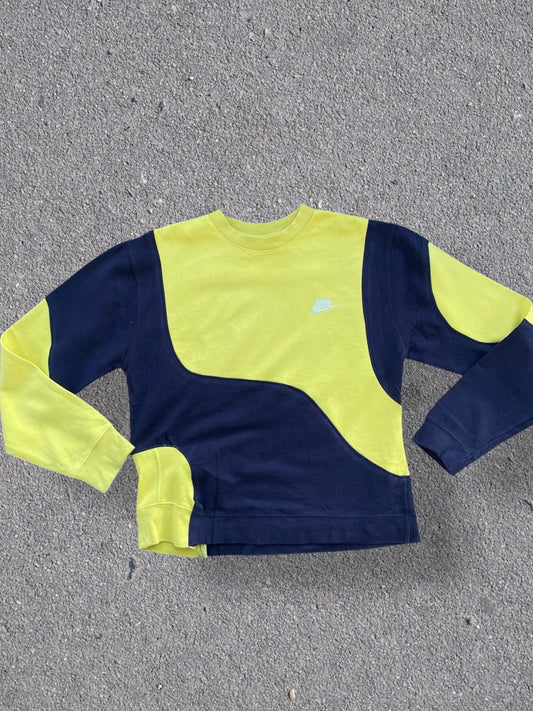 Nike reworked sweatshirt in dark blue with yellow