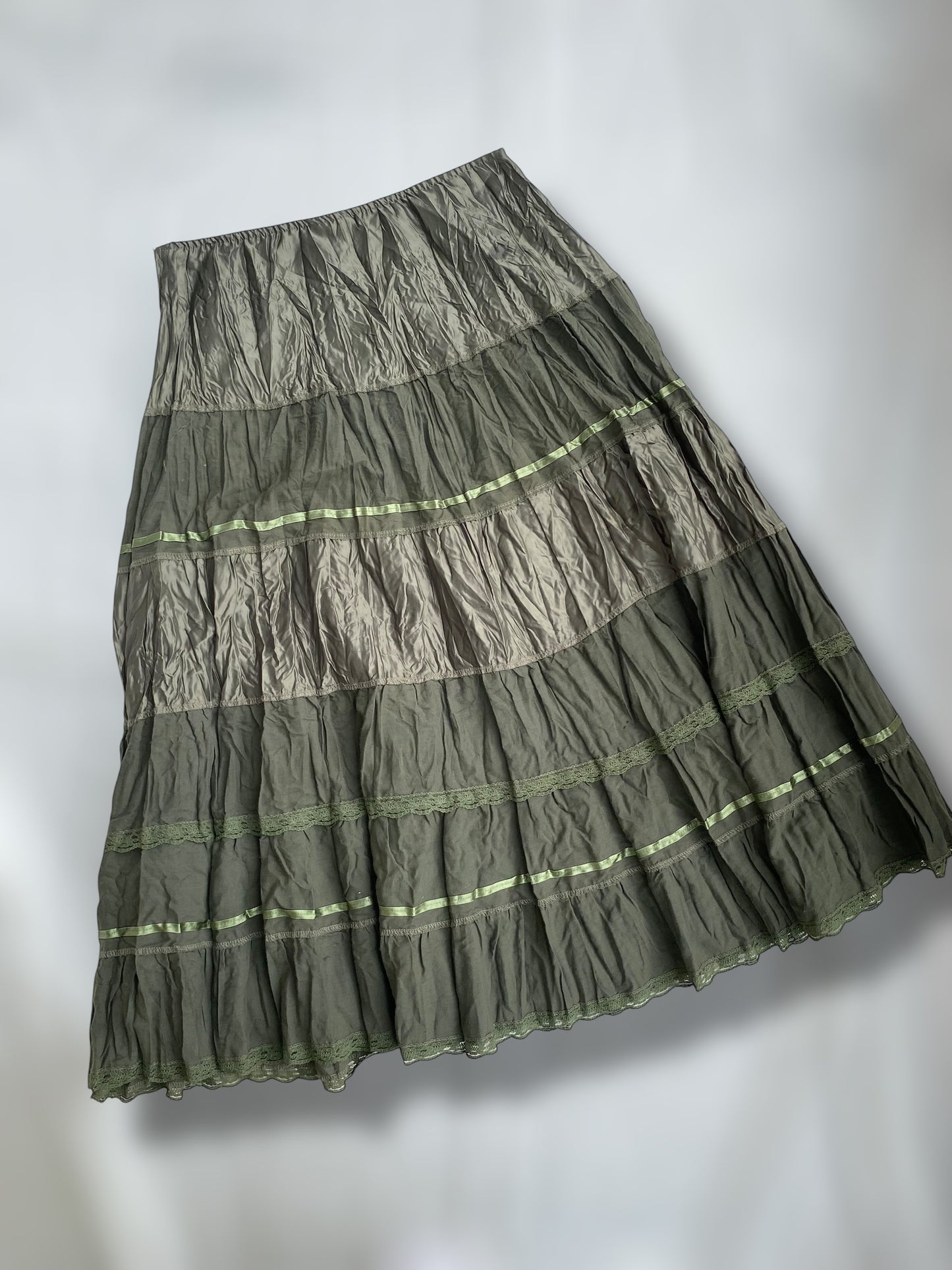 CANDA boho olive green skirt