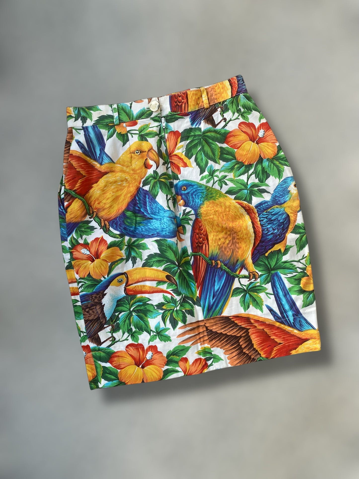 “Exotic parrots” 90s cotton skirt